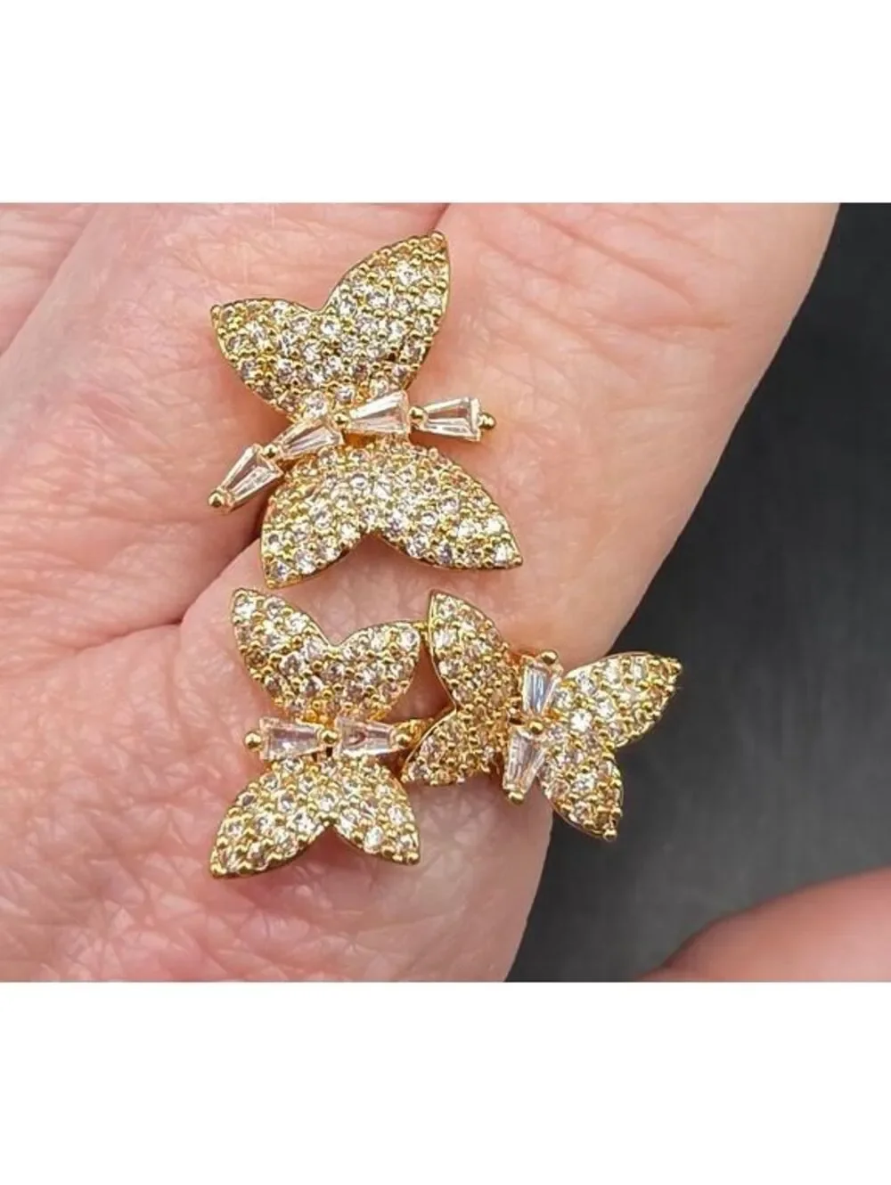 Adjustable Butterfly Ring Size 7.5 with Sparkling Zirconia